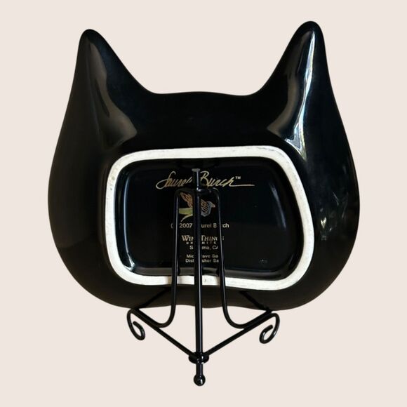 😻 VTG LAUREL BURCH WINE THINGS CAT FACE TRINKET DISH PINK BLUE 2007 - Picture 5 of 7